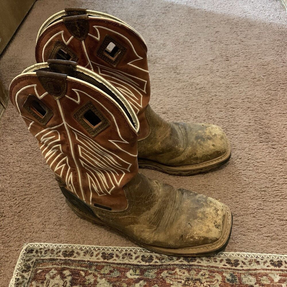 Justin Roughneck WK2115 Mens Waterproof Brown Steel Toe Western Boots 11.5 EE